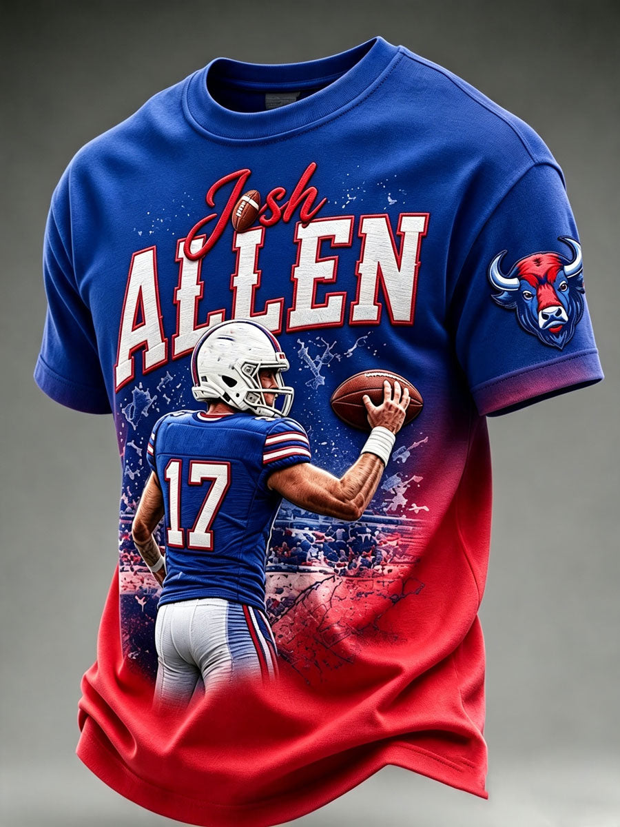 Men's football printed short sleeved T-shirt