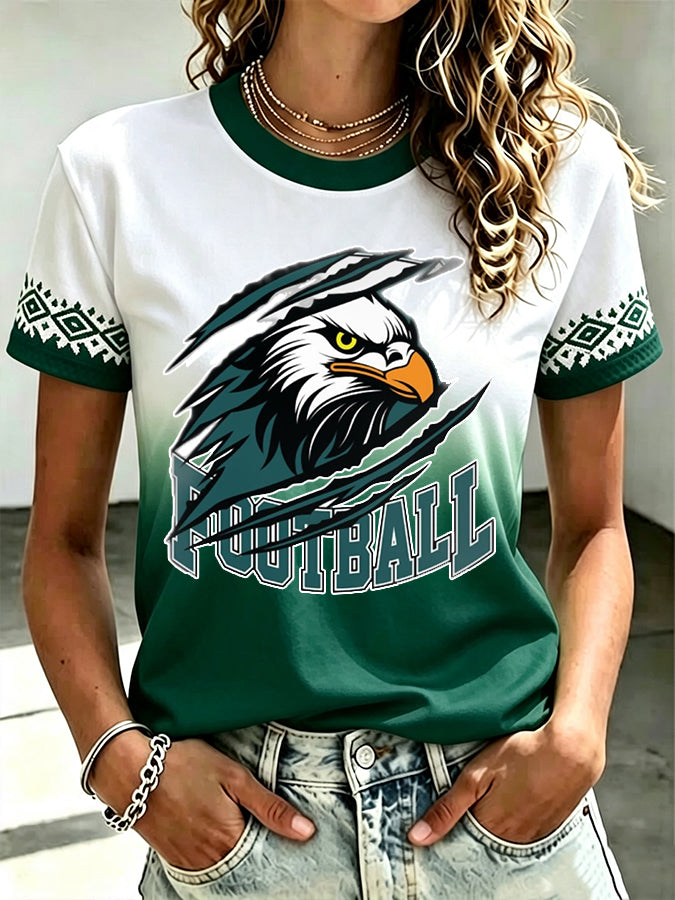 Women'S Retro Football Print T-Shirt