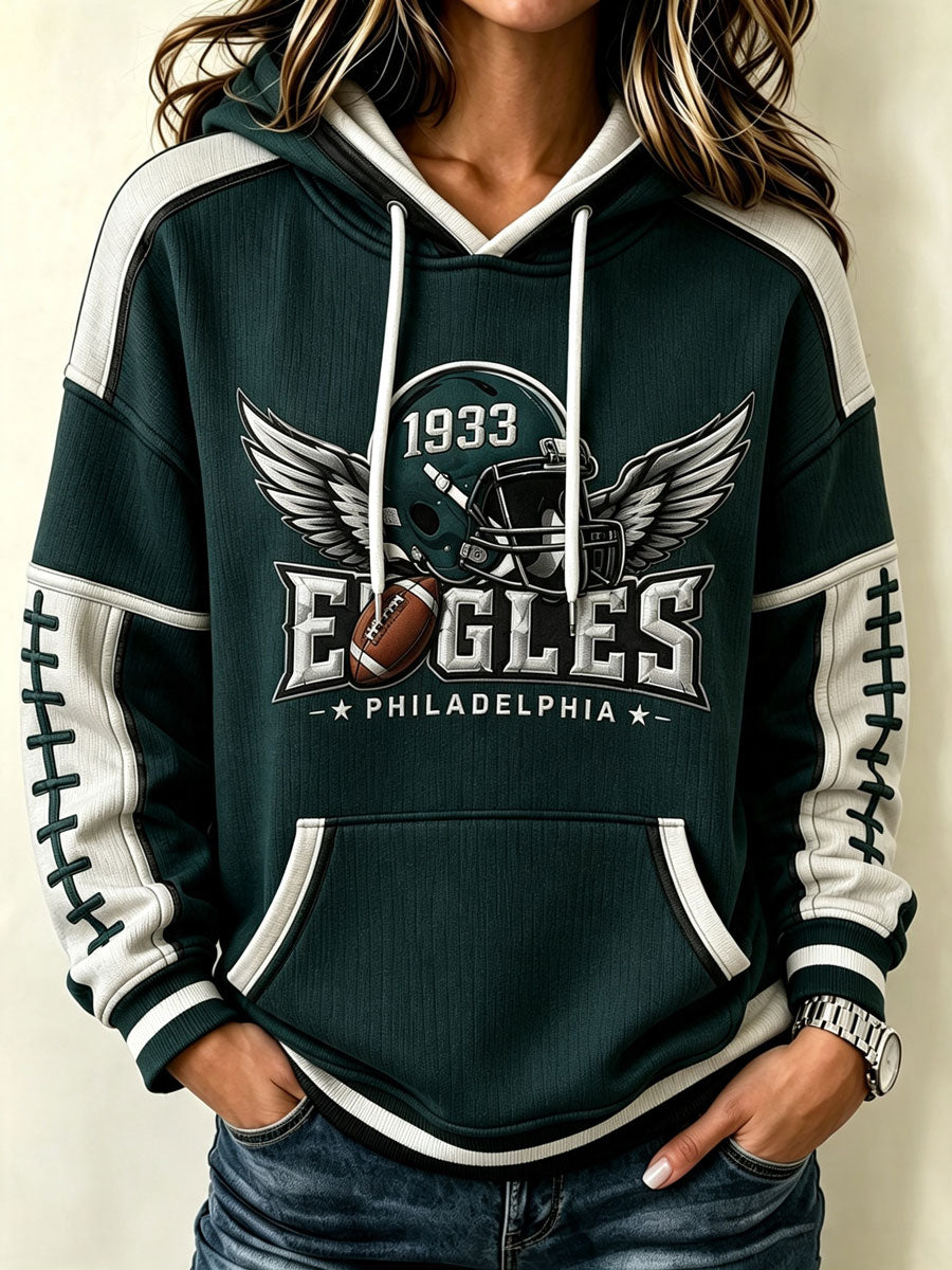 Women'S Football Eagle Print Hooded Sweatshirt