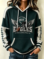 Women'S Football Eagle Print Hooded Sweatshirt