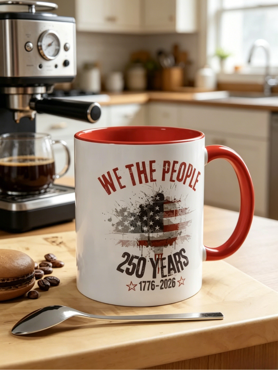 Our People'S 250 Years 1776-2026, Art Flag Accent Coffee Cup | Patriotic Cup