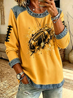 Women'S Rugby Printed Casual Long Sleeved Shirt