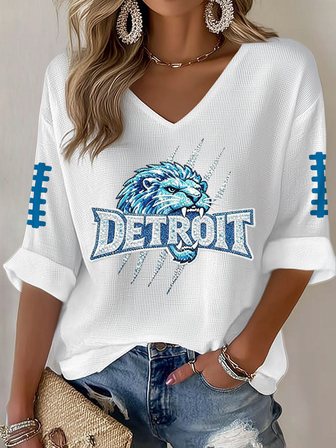Women'S Football  Print Waffle  Top