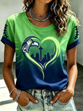 Women's Seattle Football Printed Vintage Fashion Print T-shirt