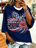 Women's Wear Anniversary American Butterfly Rose Printed Casual Hoodie