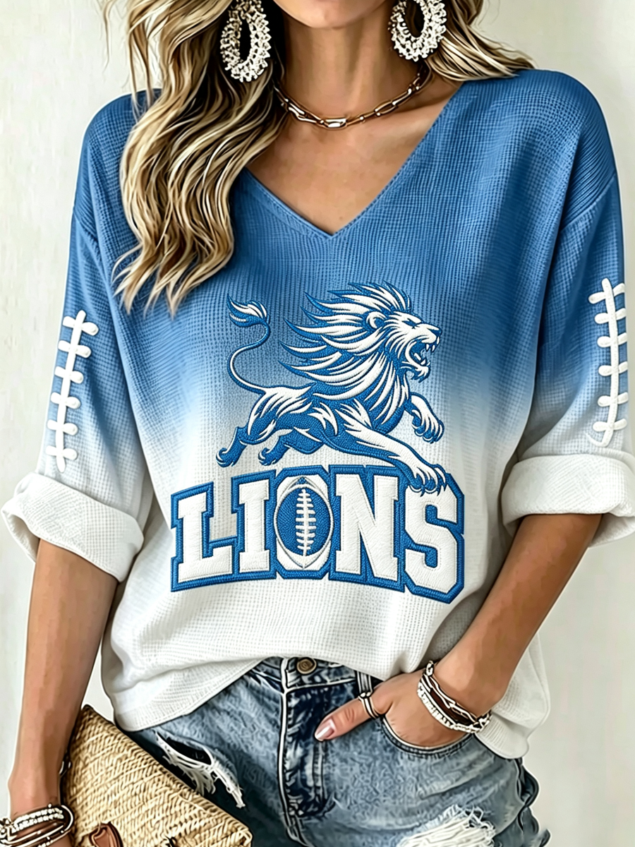 Women'S Football  Print Waffle  Top