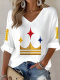 Women'S Football Print Waffle  Top