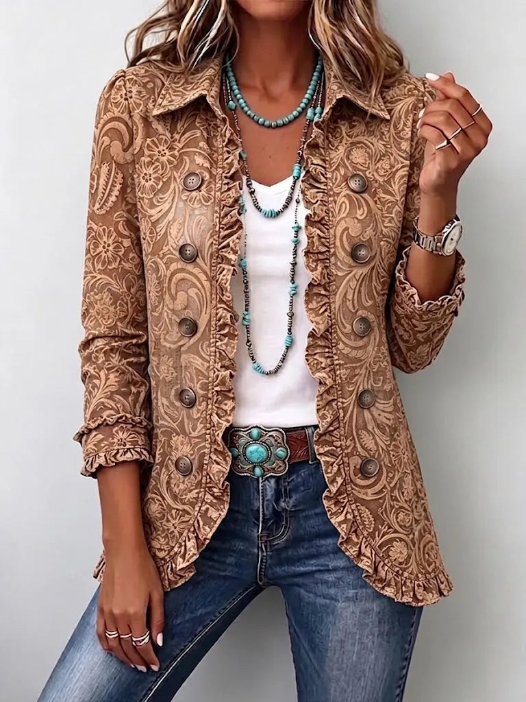 Women'S Casual Western Ruffled Jacket