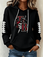 Women's Football Printed Checkered Fabric Hooded Sweatshirt