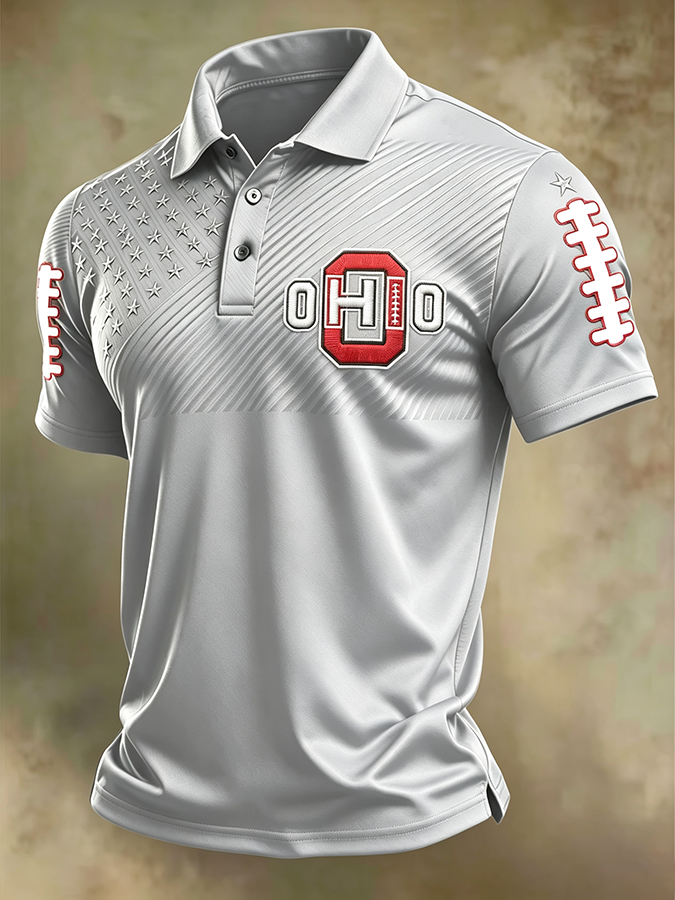 Men'S Retro Rugby Collar Polo T-Shirt