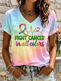 Women's Breast Cancer Awareness Print Casual T-shirt