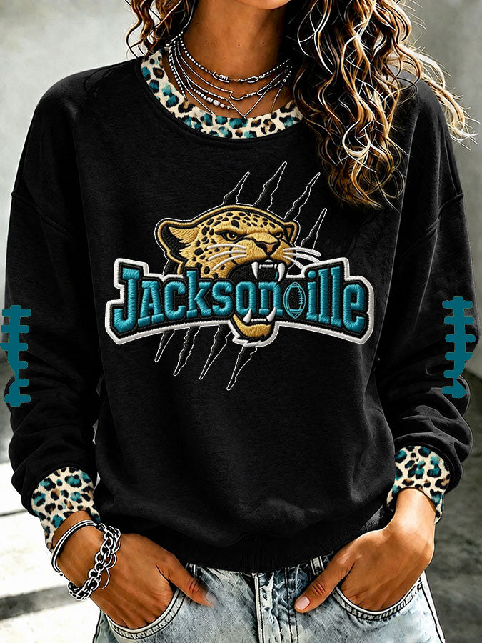 Women'S Retro Football Round Neck Sports Shirt