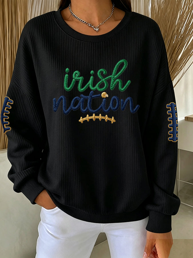 Women's University Football Fans Print Casual Waffle Sweatshirt