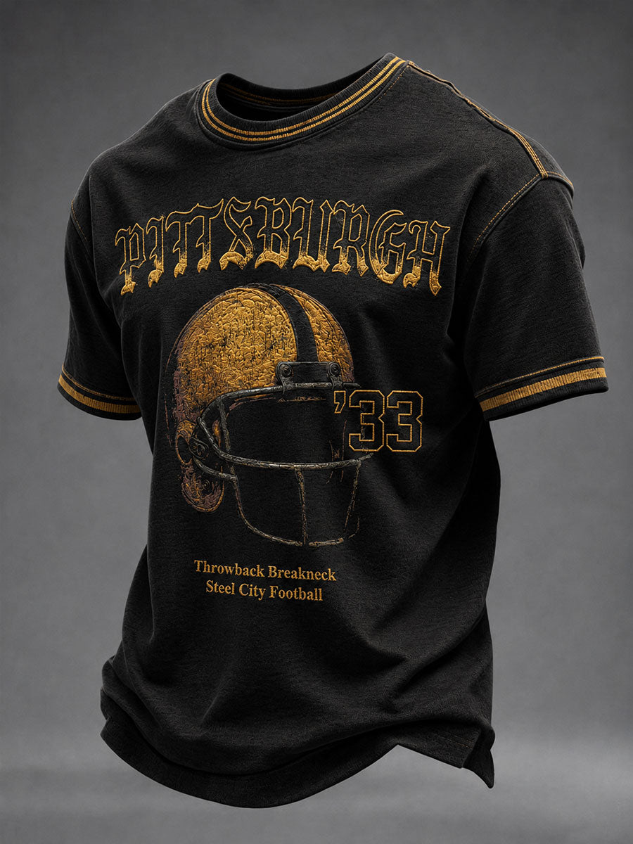 Men's Football printed short sleeved T-shirt