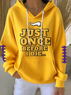Women'S Football Print Hooded Sweatshirt
