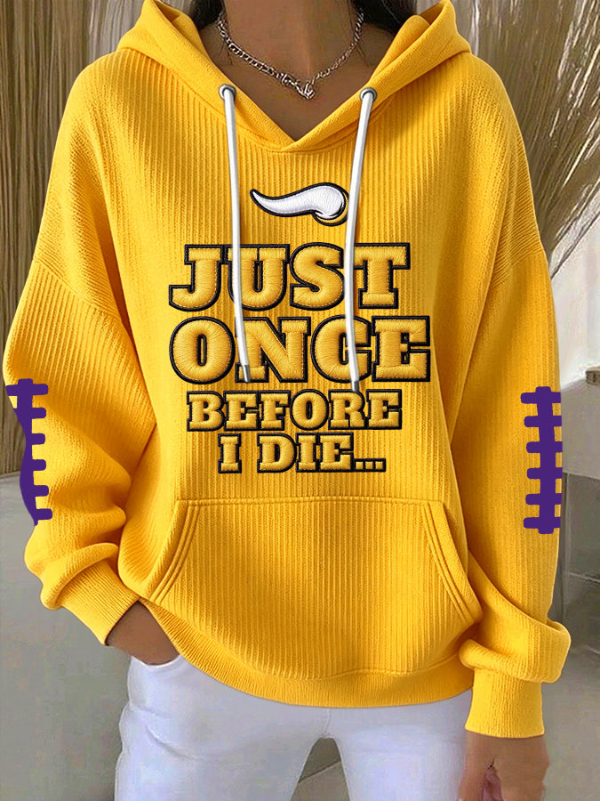 Women'S Football Print Hooded Sweatshirt