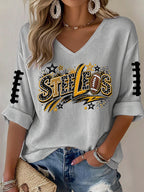 Women'S Football  Print Waffle  Top