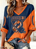 Women'S Football  Print Waffle  Top