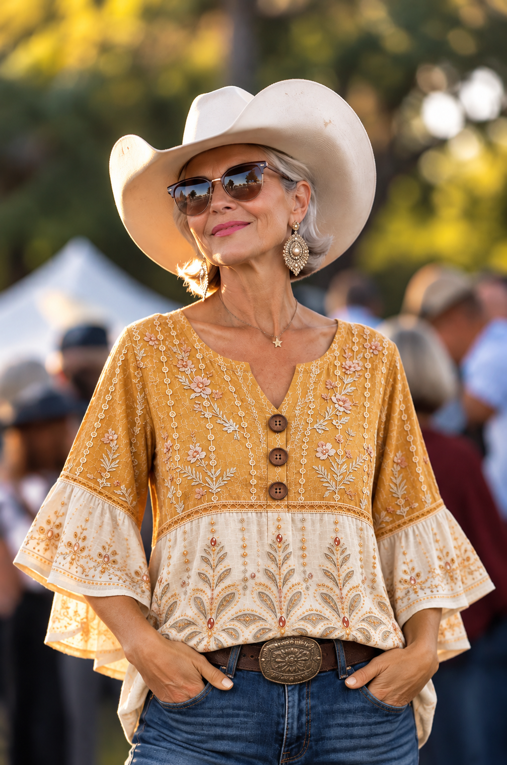 Ladies' Western Style Cotton Linen Casual Top