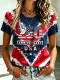 Women's retro American 250th anniversary short sleeved T-shirt