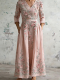 Women'S Cotton Hemp Flowers Love Their Own Printed Dress