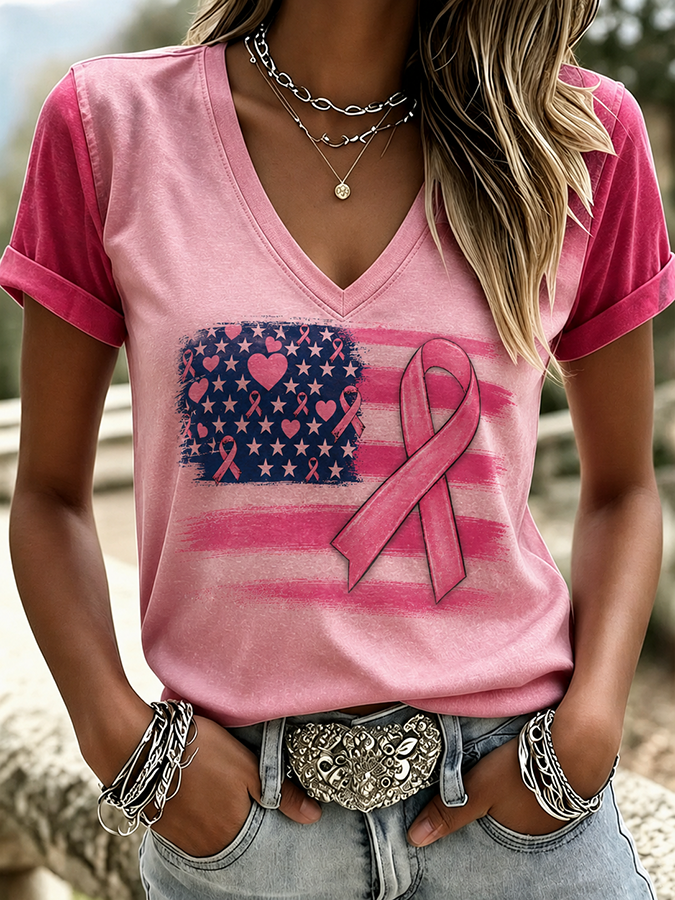 Women'S Breast Cancer Awareness Printed Casual T-Shirt