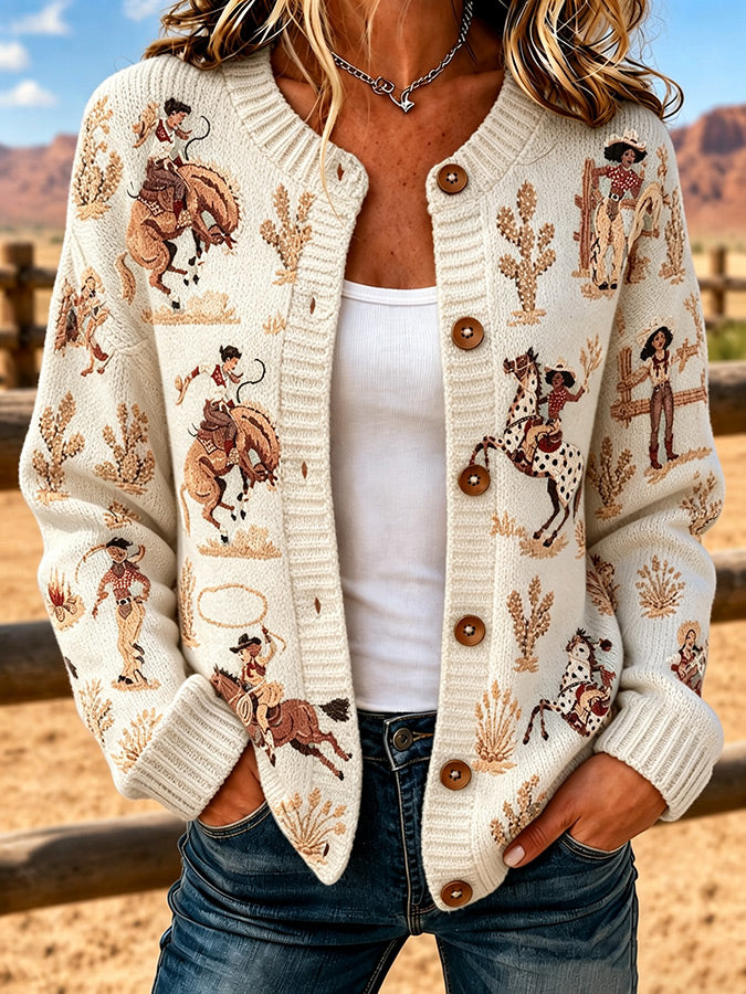 Ladies' Western Style Sweater Cardigan