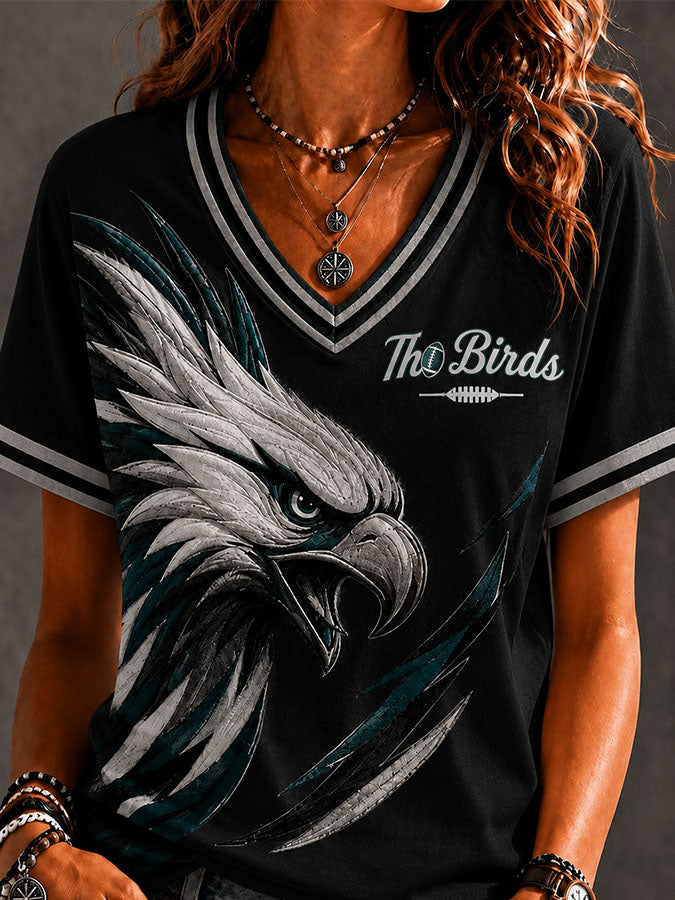 Women'S Retro Rugby Eagle Printed Casual T-Shirt