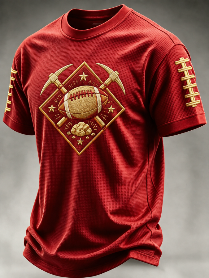 Men'S Football Print Waffle T-Shirt