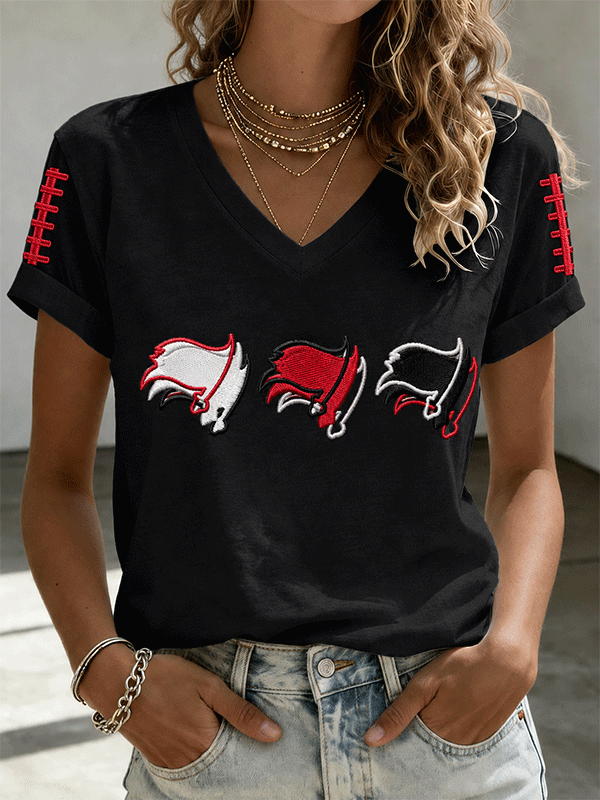 Women's Football Supporters Love V-Neck T-Shirts