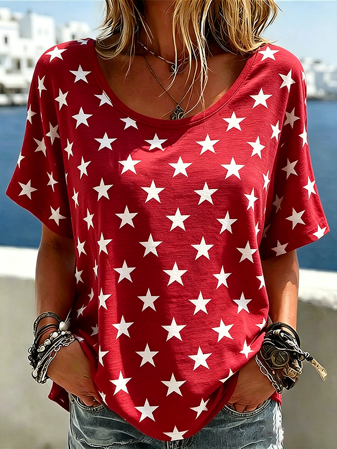 Women'S  America Flag Printed Casual T-Shirt