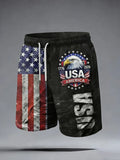 Neutral Casual American Founding Celebration Flag Personalized Printed Shorts