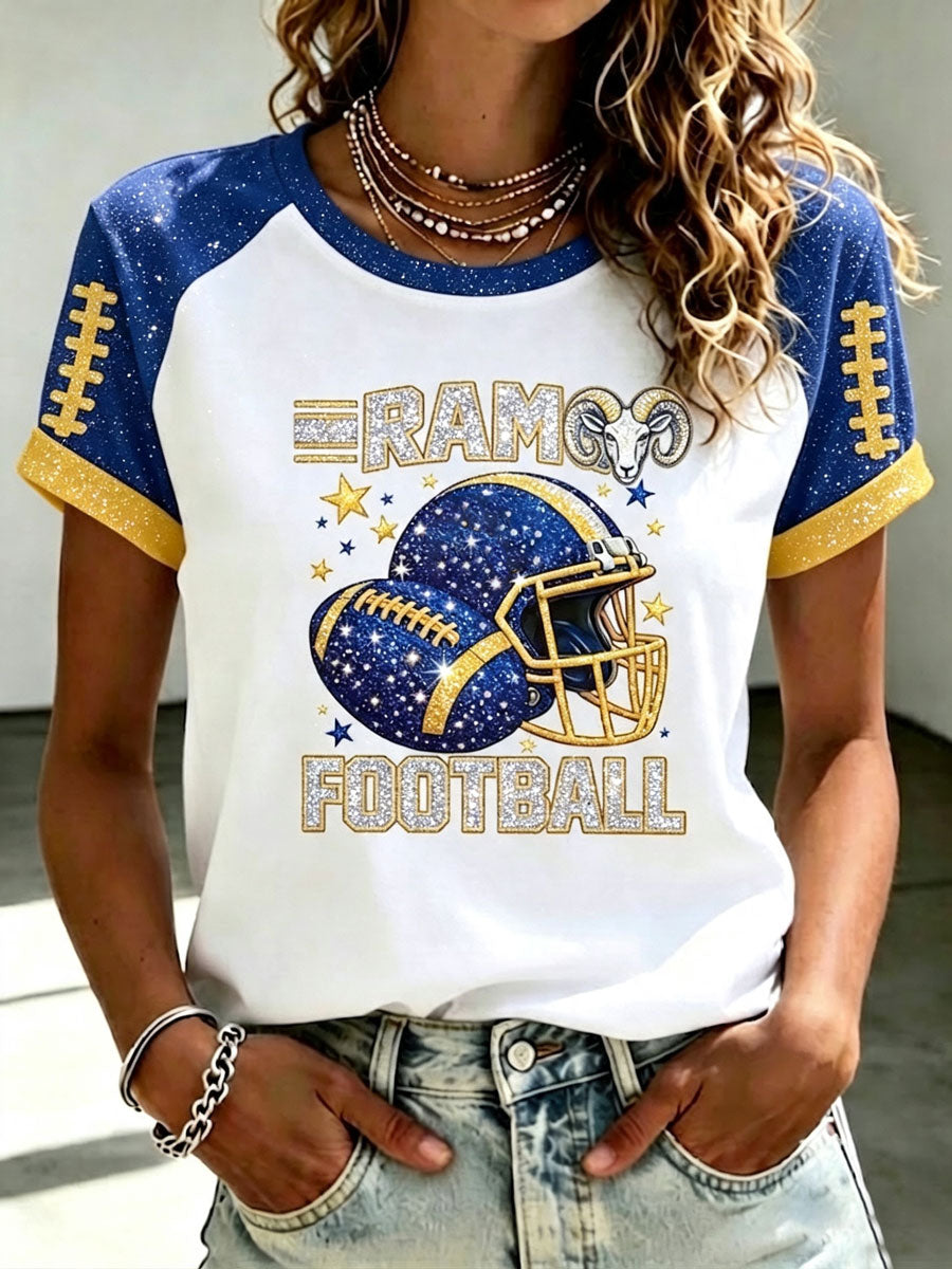 Women's Football Game Print Casual Short-Sleeved T-Shirt
