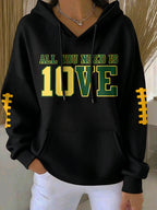 Women'S Football Print Hooded Sweatshirt