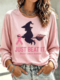 Women's Witch Breast Cancer Warrior Long Sleeve Tee