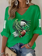 Women'S Football Printed Waffle T-Shirt