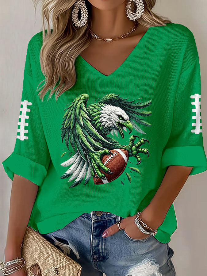 Women'S Football Printed Waffle T-Shirt