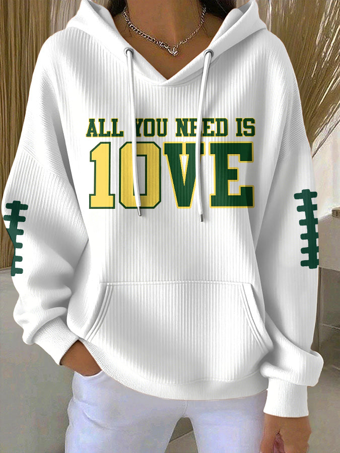 Women'S Football Print Hooded Sweatshirt