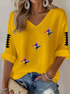 Women'S Football Print Waffle  Top