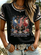Women'S  Anniversary Flag Printed Casual T-Shirt