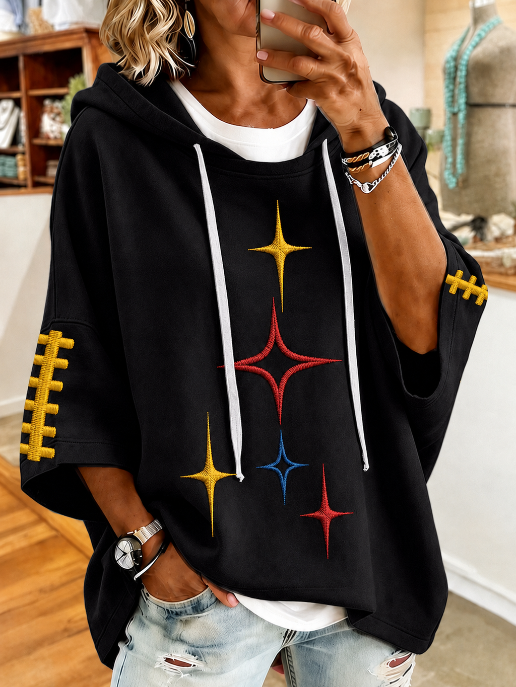 Women's Football Print Hoodie