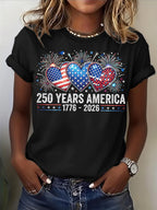 Women's Casual USA 250th Celebration Print Short Sleeve T-shirt