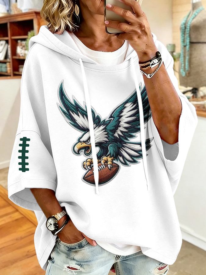 Women'S Vintage Football Print Hoodie