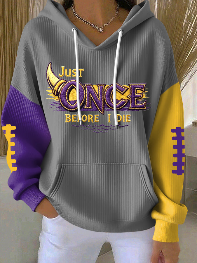 Women'S Football Print Hooded Sweatshirt