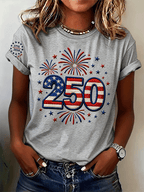 Women's Casual Independence Day (Flag) Crew Neck Short Sleeve T-shirt