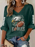 Women'S Football  Print Waffle  Top
