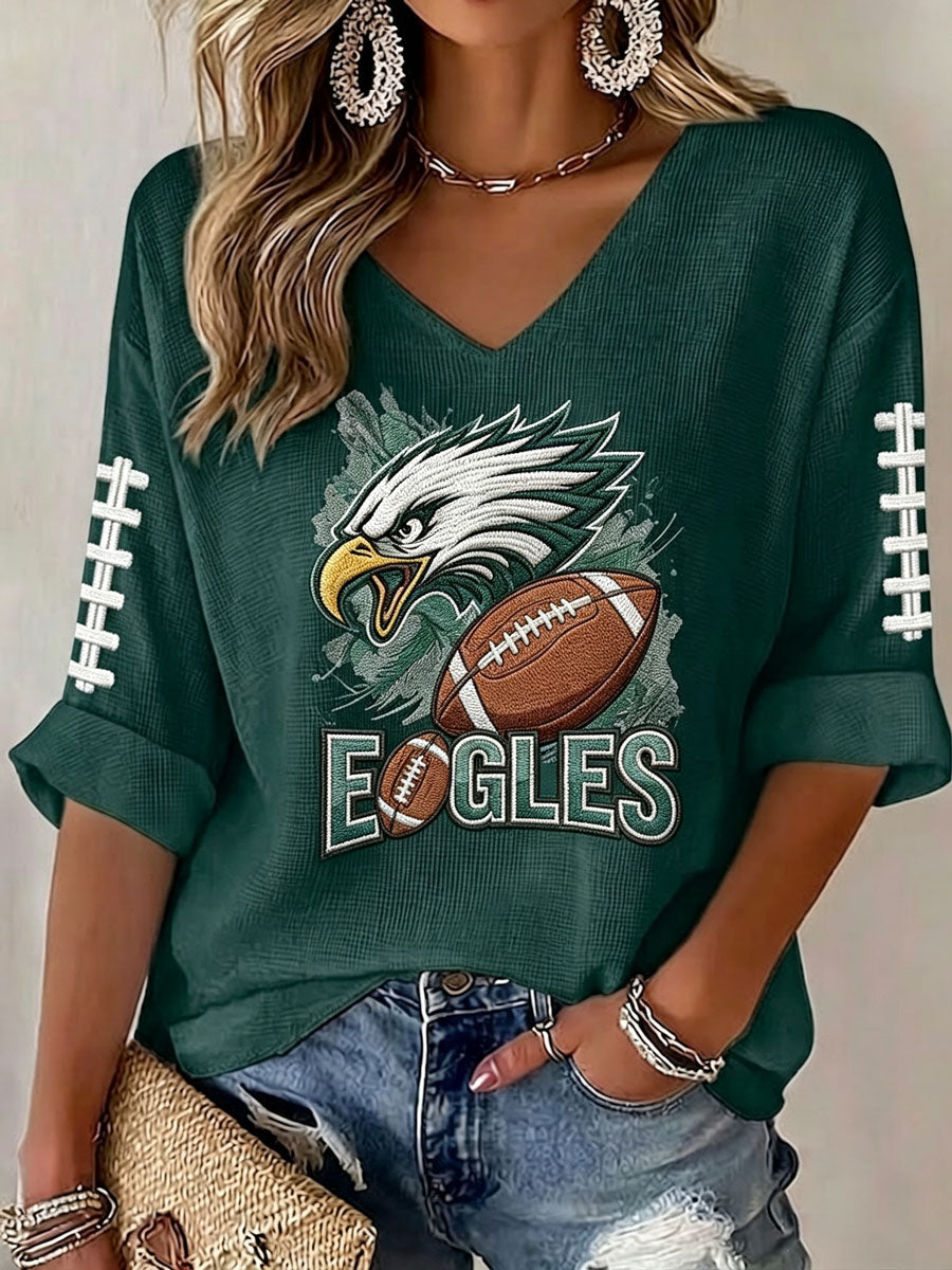 Women'S Football  Print Waffle  Top