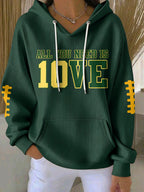 Women'S Football Print Hooded Sweatshirt