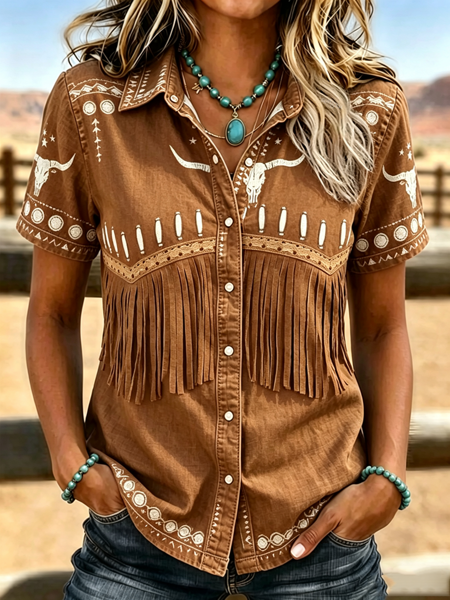Women's Retro Casual Western Patterned Shirt