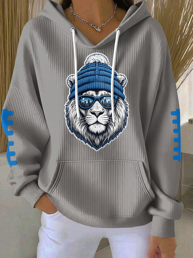 Women'S Football Print Hooded Sweatshirt